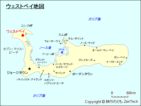 グランドケイマン島ウェストベイ地図