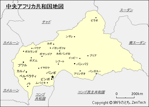 中央アフリカ共和国地図