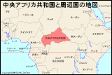 中央アフリカ共和国と周辺国の地図