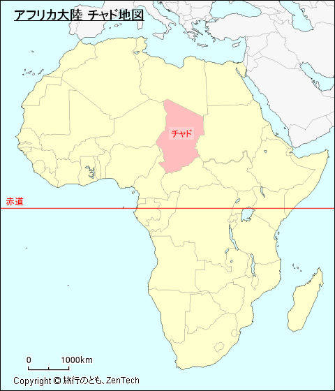 アフリカ大陸 チャド地図
