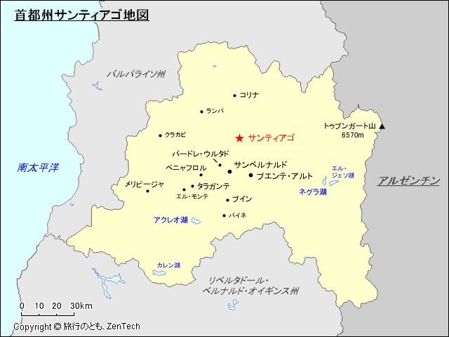 首都州サンティアゴ地図