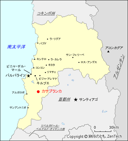 バルパライソ州カサブランカ地図