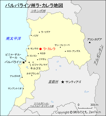 バルパライソ州ラ・カレラ地図