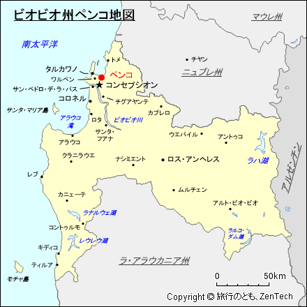 ビオビオ州ペンコ地図