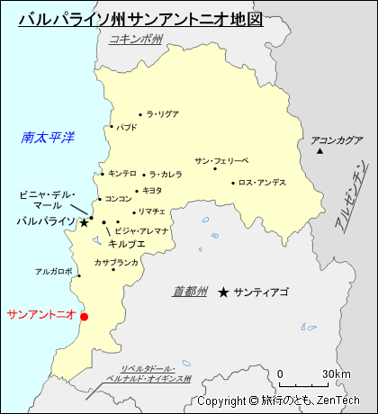 バルパライソ州サンアントニオ地図