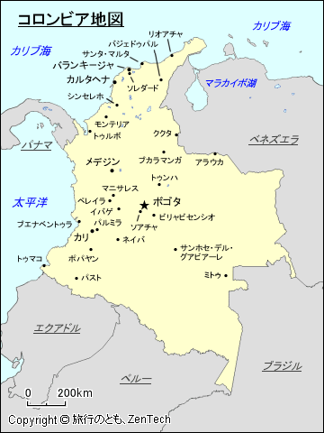 コロンビア地図