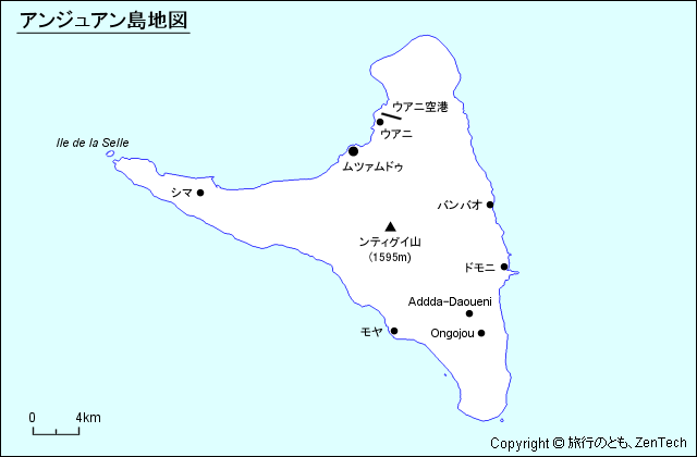 アンジュアン島地図 アンジュアン島地図