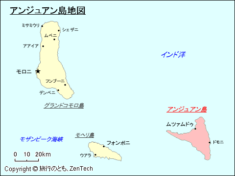 アンジュアン島地図