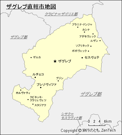 ザグレブ直轄市地図