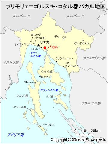 プリモリェ＝ゴルスキ・コタル郡バカル地図