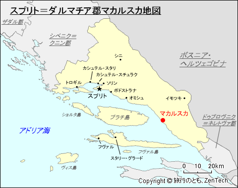 スプリト＝ダルマチア郡マカルスカ地図