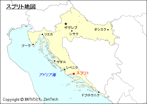 クロアチアにおけるスプリト地図