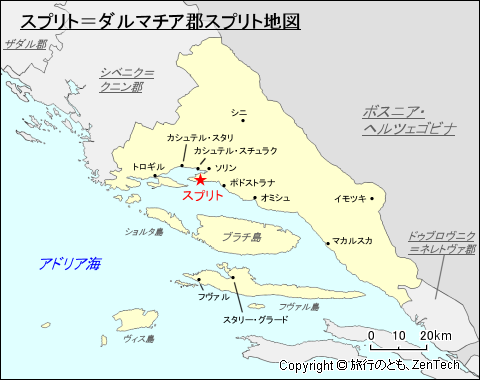 スプリト＝ダルマチア郡スプリト地図