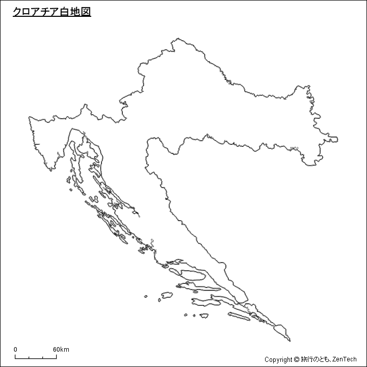 クロアチア白地図 クロアチア白地図