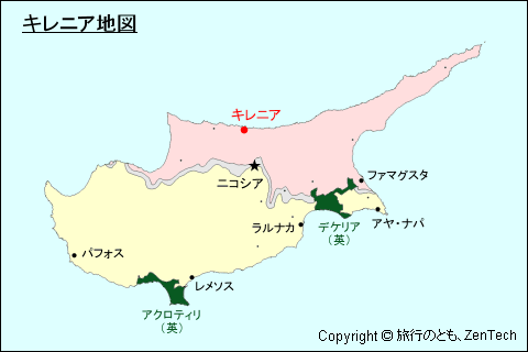 キプロスにおけるキレニア地図