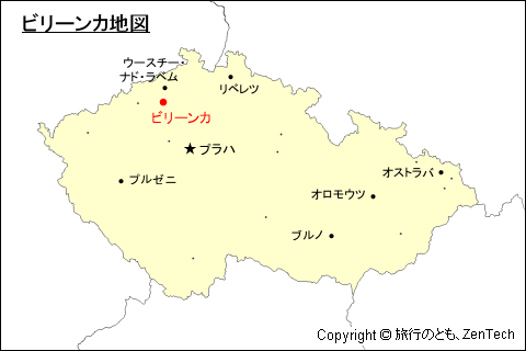 チェコ共和国におけるビリーンカ地図