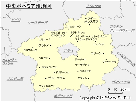 中央ボヘミア州地図