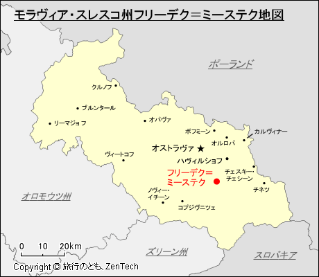 モラヴィア・スレスコ州フリーデク＝ミーステク地図