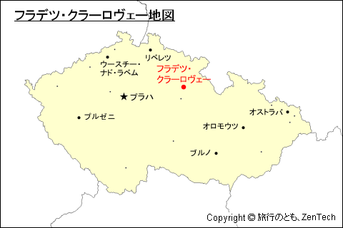 チェコ共和国におけるフラデツ・クラーロヴェー地図