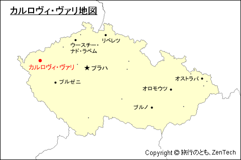 チェコ共和国におけるカルロヴィ・ヴァリ地図