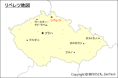 チェコ共和国におけるリベレツ地図