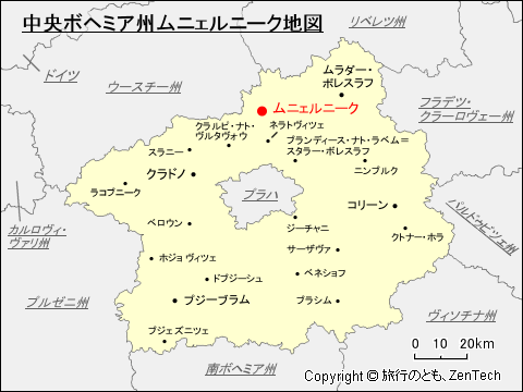 中央ボヘミア州ムニェルニーク地図