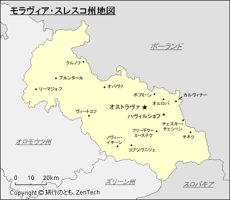 モラヴィア・スレスコ州地図