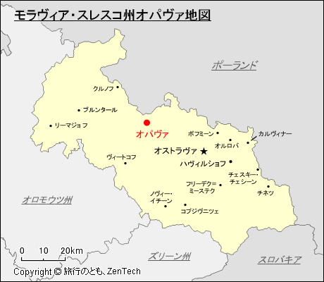 モラヴィア・スレスコ州オパヴァ地図