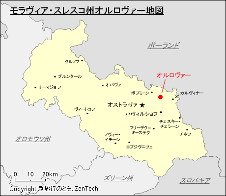 モラヴィア・スレスコ州オルロヴァー地図