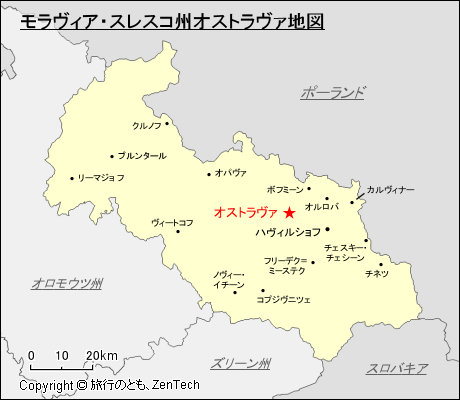 モラヴィア・スレスコ州オストラヴァ地図