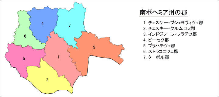 南ボヘミア州地図