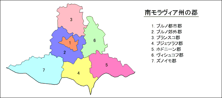 南モラヴィア州地図