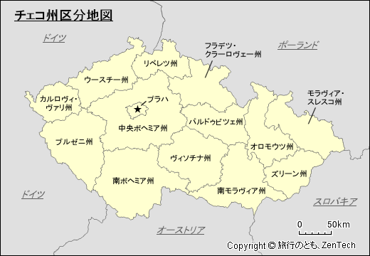 チェコ州区分地図