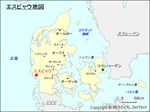 エスビャウ地図