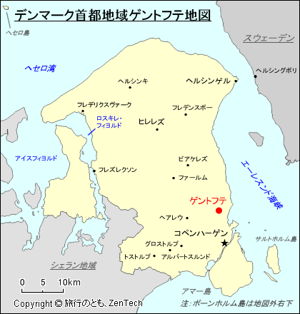 デンマーク首都地域ゲントフテ地図