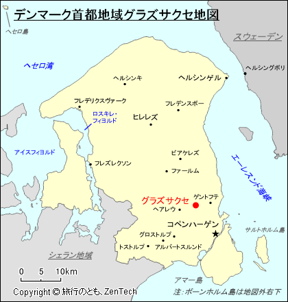 デンマーク首都地域グラズサクセ地図