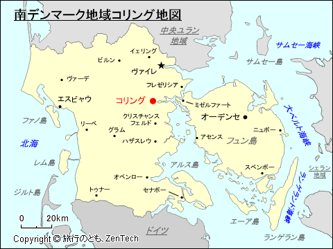 南デンマーク地域コリング地図