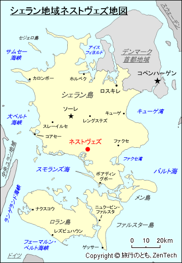 シェラン地域ネストヴェズ地図