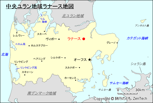 中央ユラン地域ラナース地図