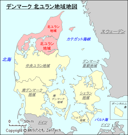 デンマーク 北ユラン地域地図