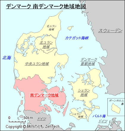 デンマーク 南デンマーク地域地図