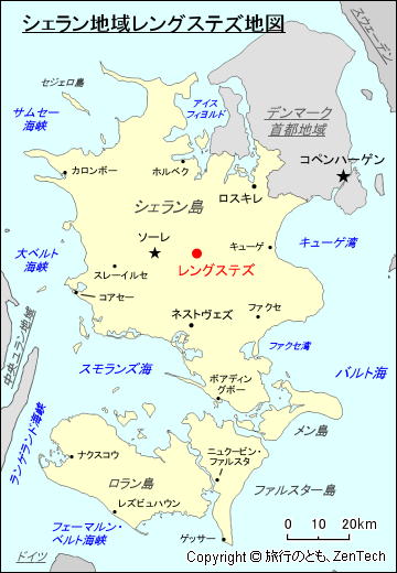 シェラン地域レングステズ地図