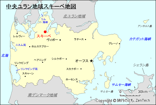 中央ユラン地域スキーベ地図