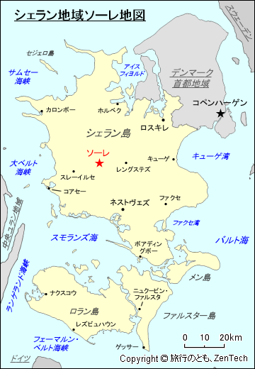 シェラン地域ソーレ地図