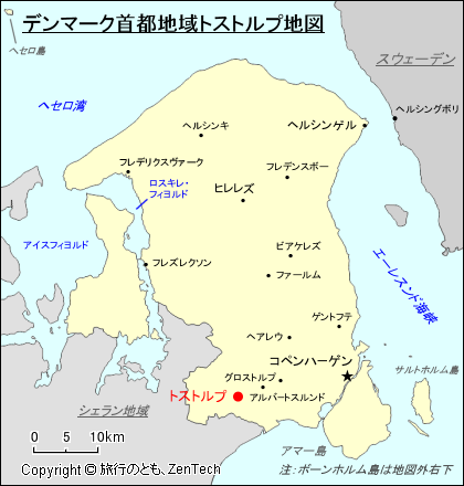 デンマーク首都地域トストルプ地図