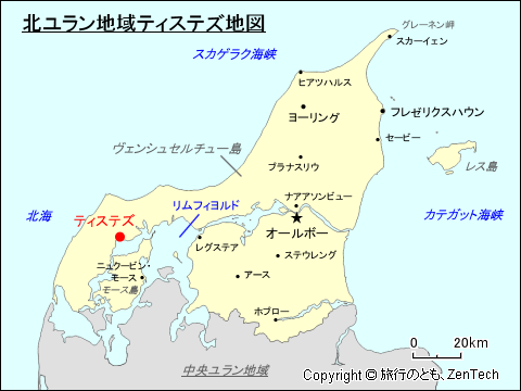 北ユラン地域ティステズ地図