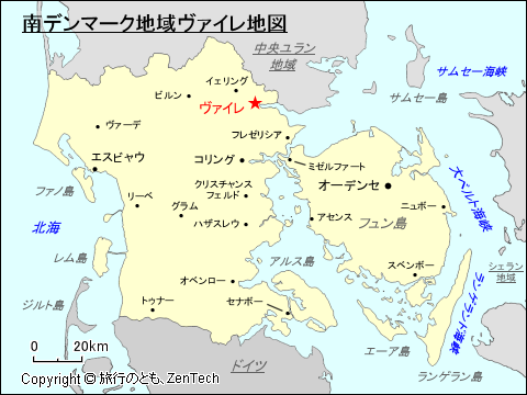 南デンマーク地域ヴァイレ地図