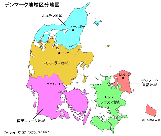 デンマーク地域区分地図