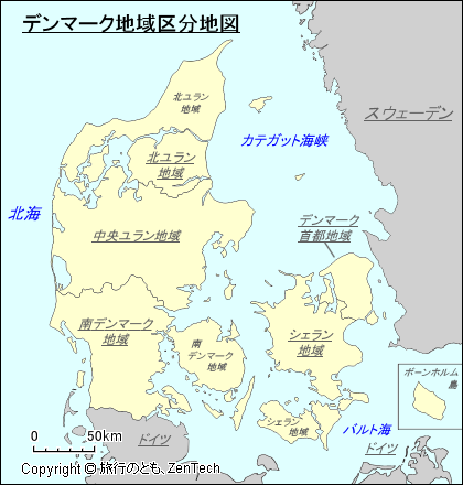 デンマーク地域区分地図