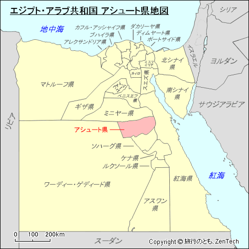 エジプト・アラブ共和国 アシュート県地図